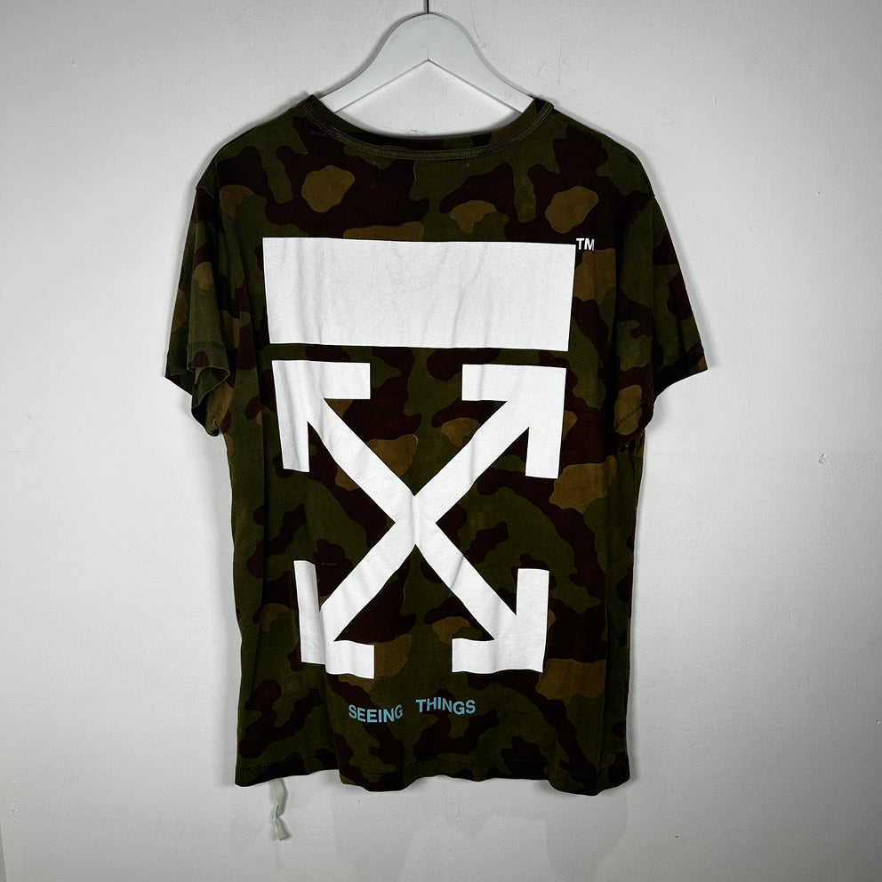 Off White Main Label Camo Logo Tee Size XS
