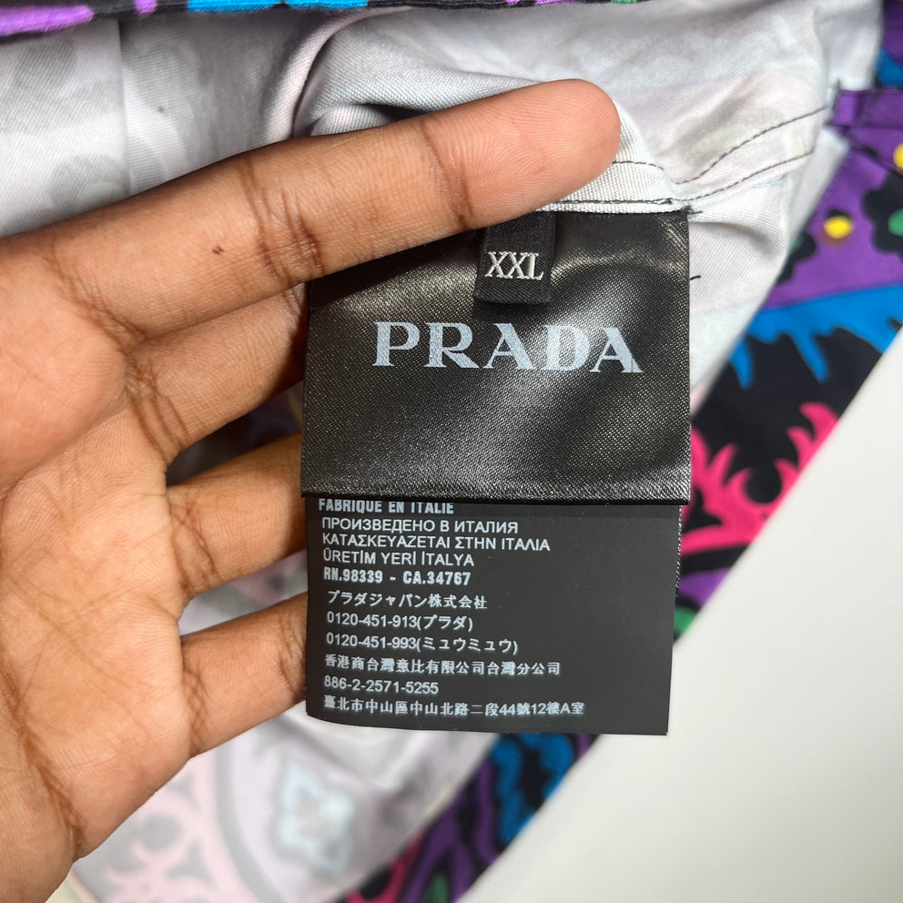 Prada Multi Color Double Match Camp Collar Size XXL