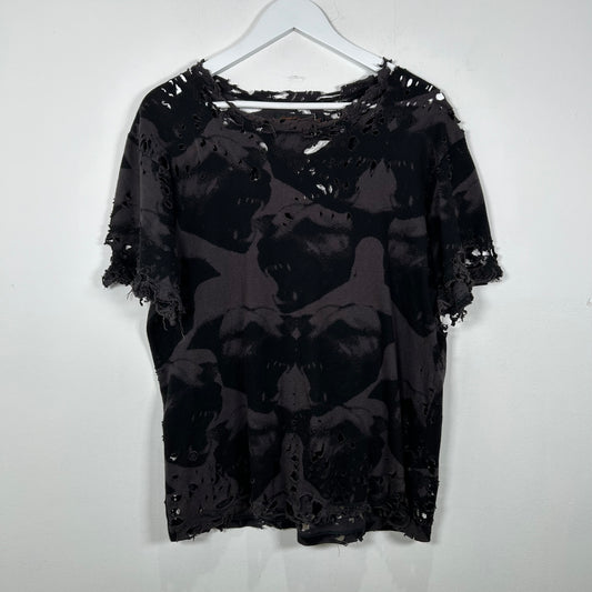 Undercover AW03 Paper Doll Rottweiler Graphic Distressed T-Shirt Size M