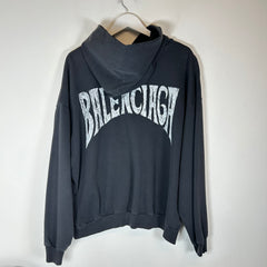 Balenciaga Black Hand Drawn Logo Hoodie Size L
