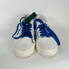 Off-White White/Royal Blue Vulcanized Canvas Low Top Sneaker Size 37