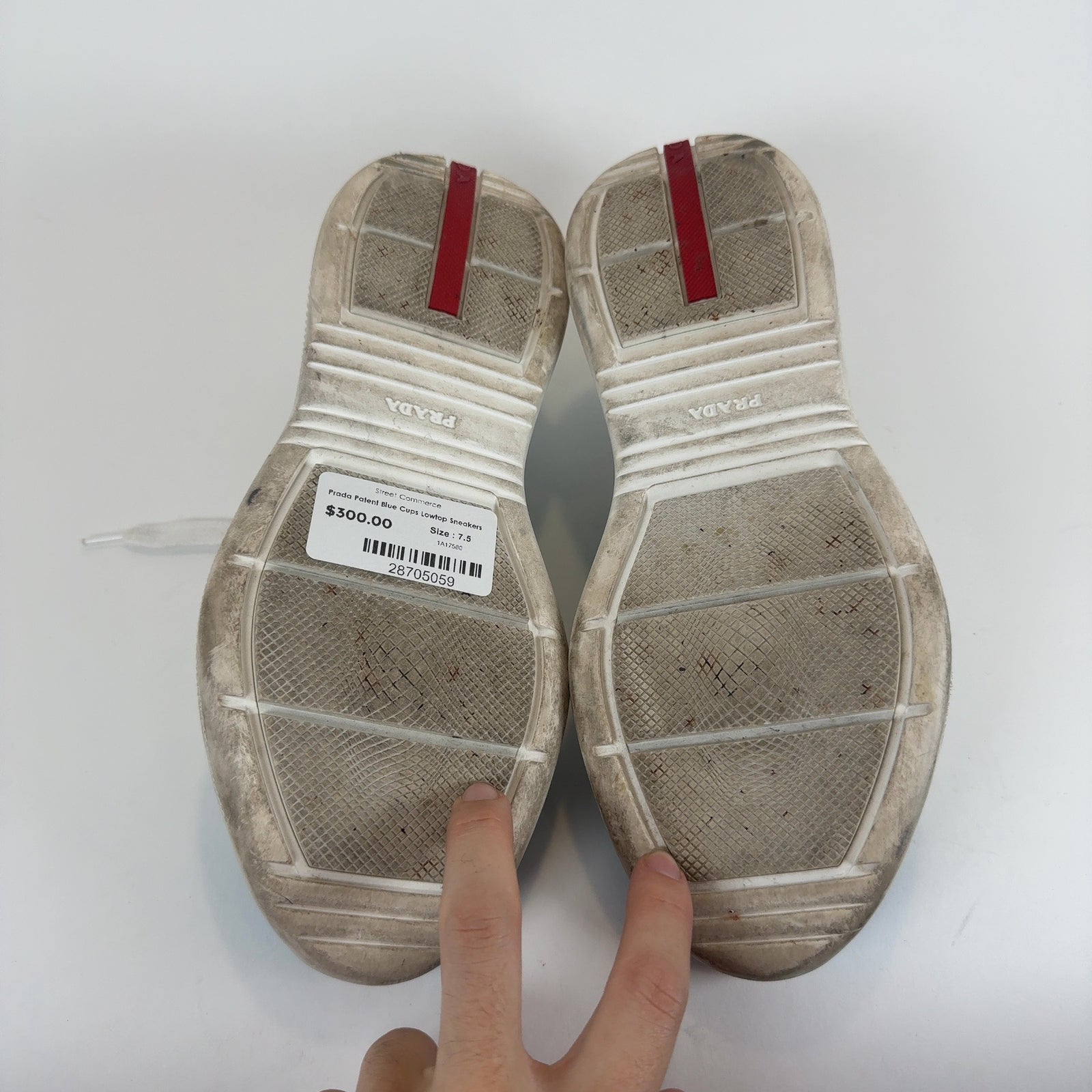 Prada Patent Blue Cups Lowtop Sneakers