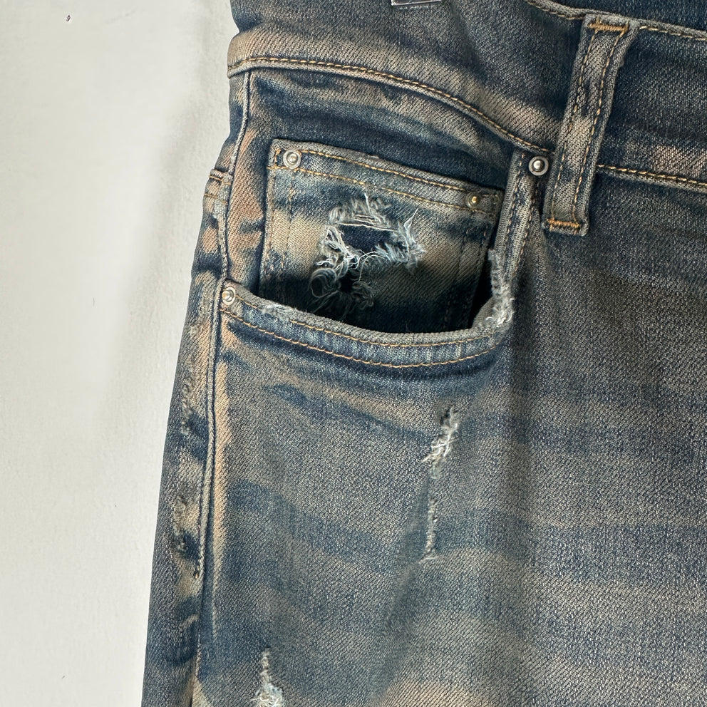 Amiri Blue Washed Plaid MX1 Jeans Size 31