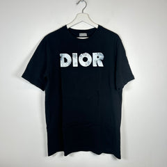 Dior x Daniel Arsham Black Eroded Logo T-Shirt Size XL