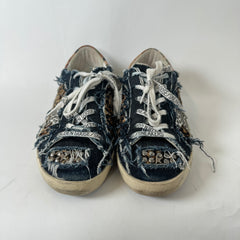 Golden Goose Denim Distressed Pony Hair Sneakers Size 37