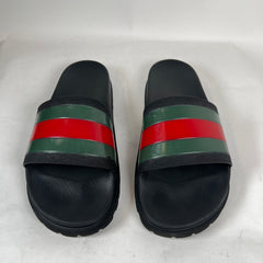 Gucci Black Web Rubber Sandals Size GG 12
