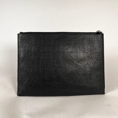 Saint Laurent Croc-Embossed Zipped Pouch