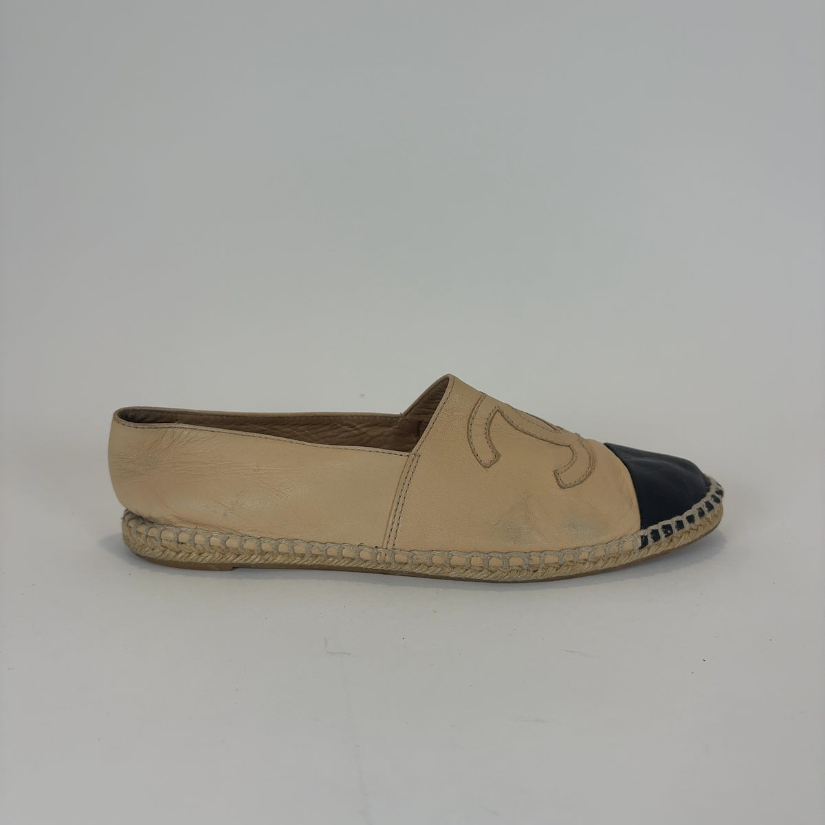 Chanel Leather Logo Espadrilles Flats