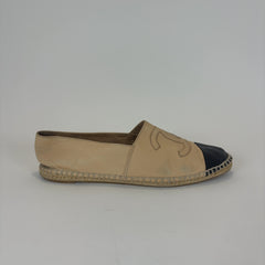 Chanel Leather Logo Espadrilles Flats