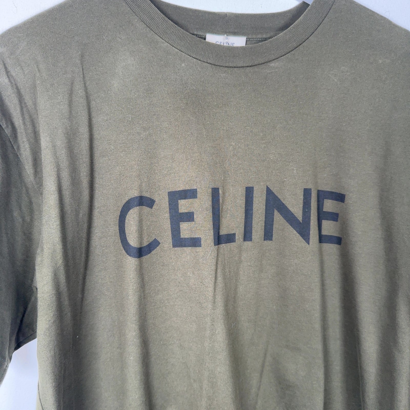 Celine Green Spell Out Logo T-Shirt