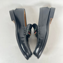 Gucci Black Interlocking G Web Kaveh Loafer Size GG 10