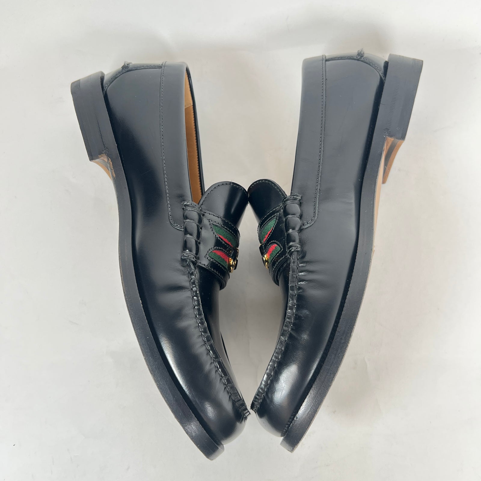 Gucci Black Interlocking G Web Kaveh Loafer Size GG 10