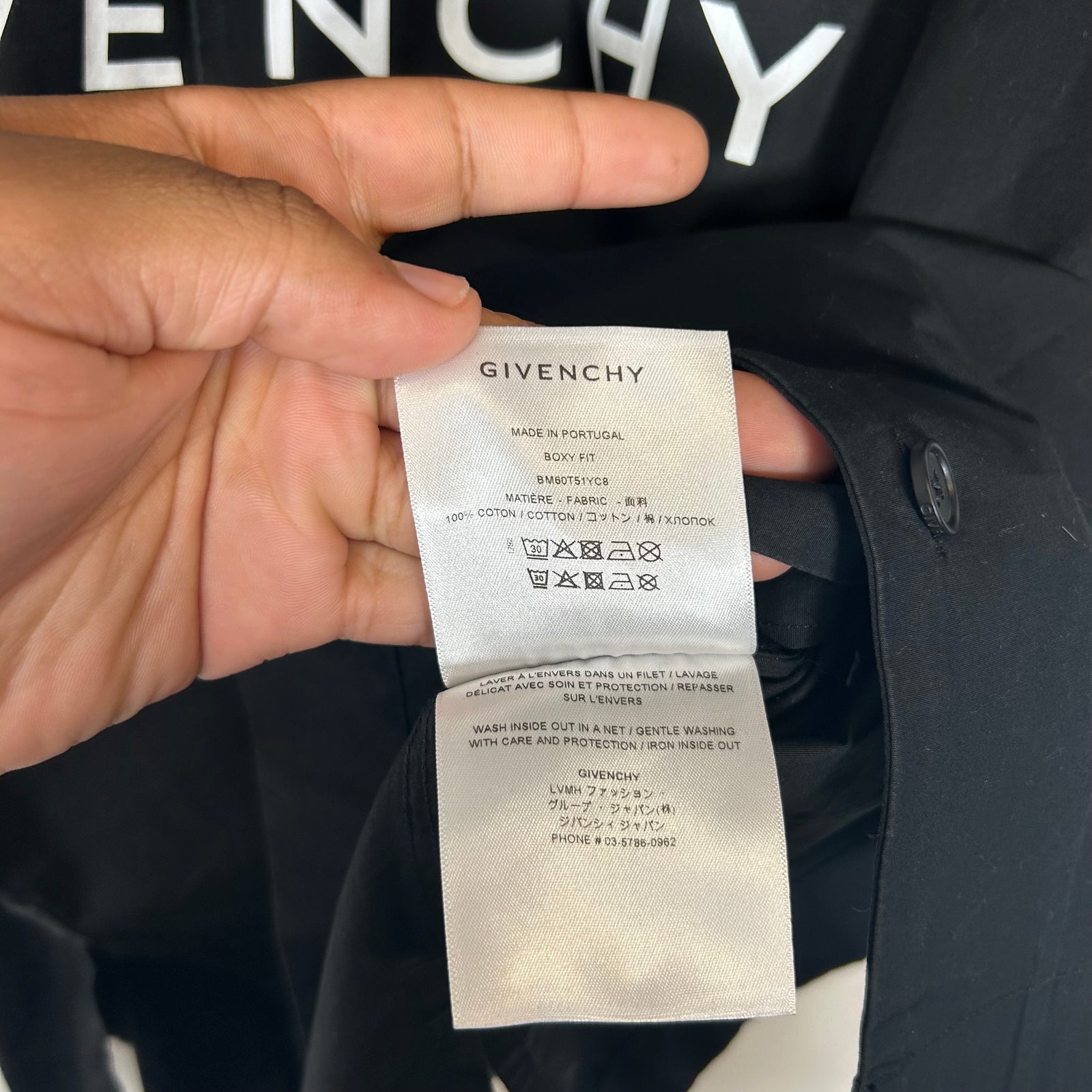 Givenchy Black Logo Button-Up Shirt Size M