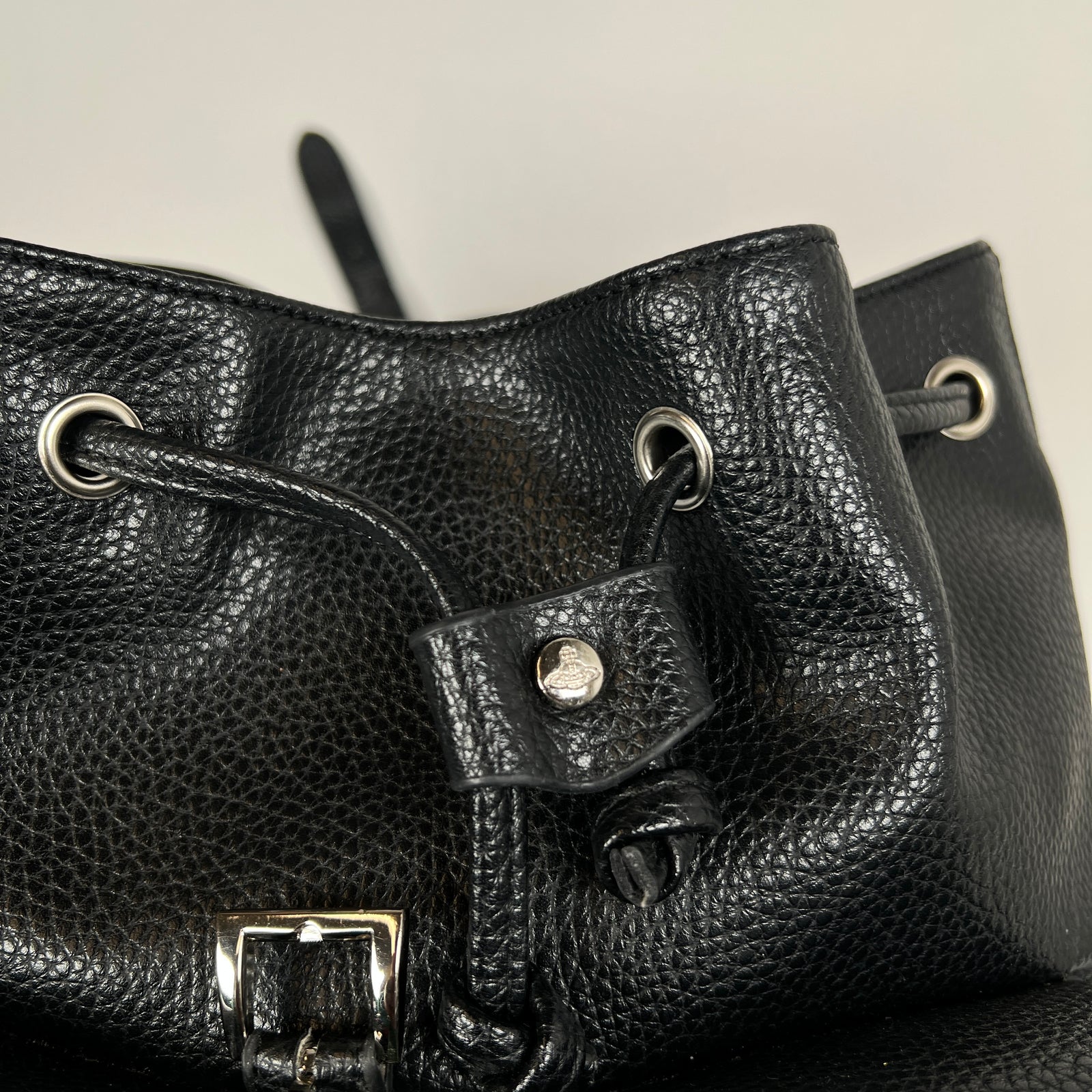 Vivienne Westwood Black Orb Leather Backpack
