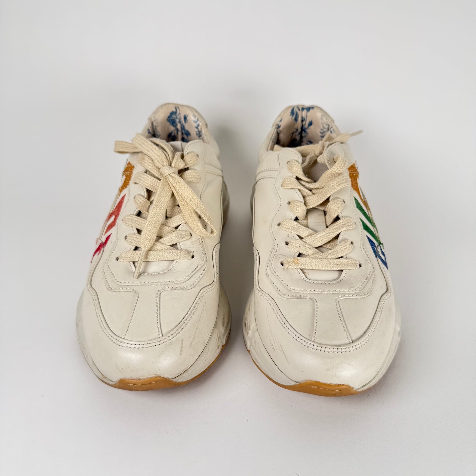 Gucci Rainbow Logo Cream Rython Sneaker Size GG 8.5