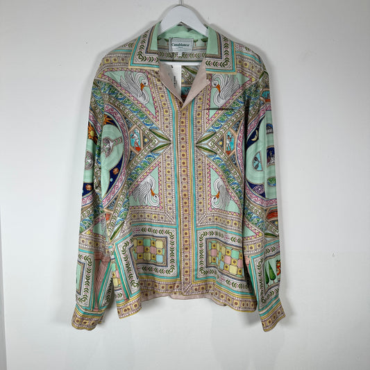 Casablanca Painted Glass Button-Up Silk Shirt Size S