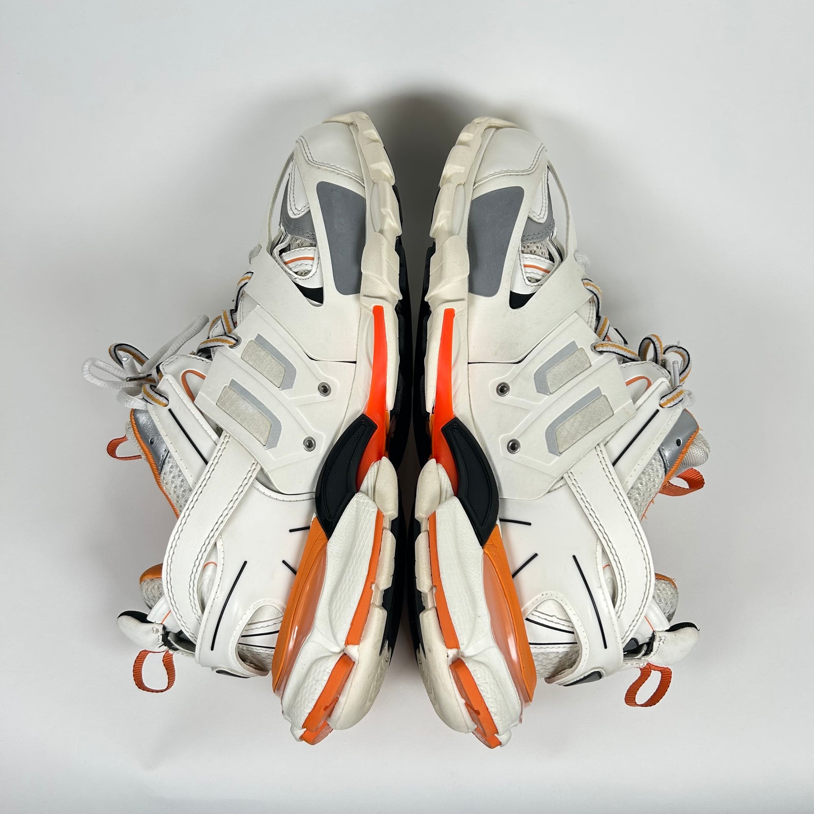 Balenciaga White/Orange Track Sneakers Size 45