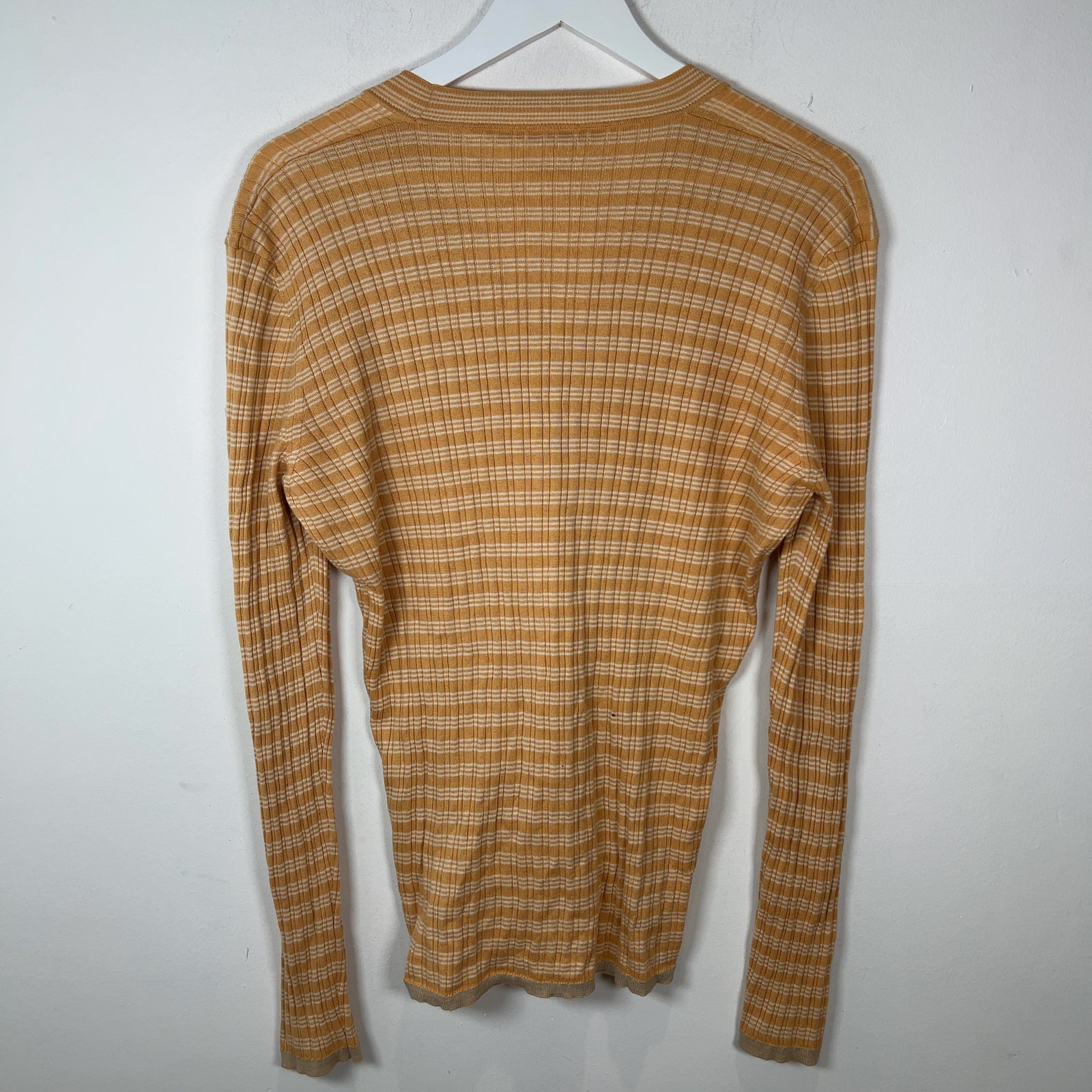 Prada Yellow Striped Cotton Cardigan