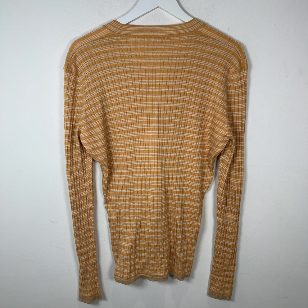 Prada Yellow Striped Cotton Cardigan