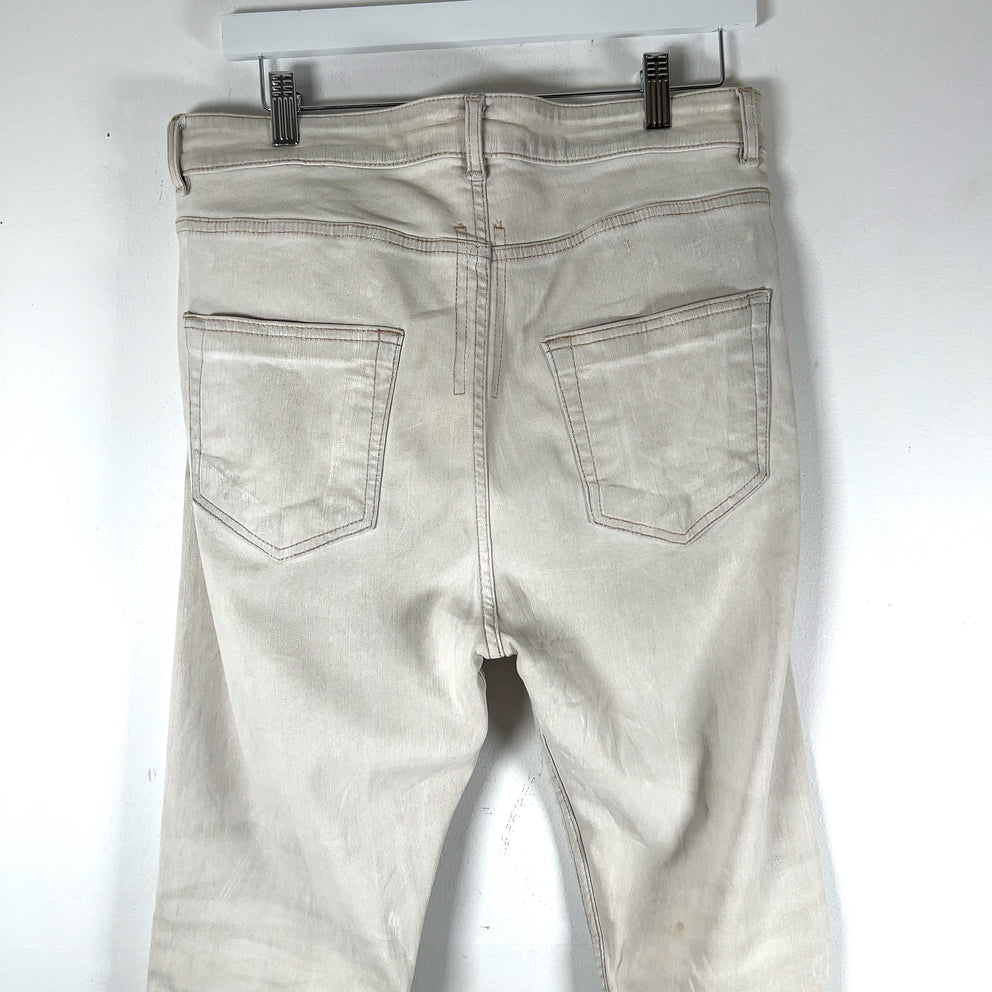 Rick Owens DRKSHDW 'White Wax' Acrylic Painted Detroit Jeans