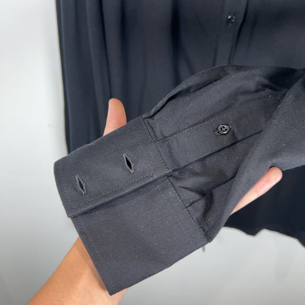 Brunello Cucinelli Spread Collar Black Cotton Shirt