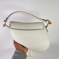 Dior Latte Grained Calfskin Medium Saddle Bag