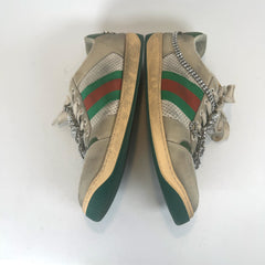 Gucci Web Crystal Distressed Screener Lowtop Sneakers