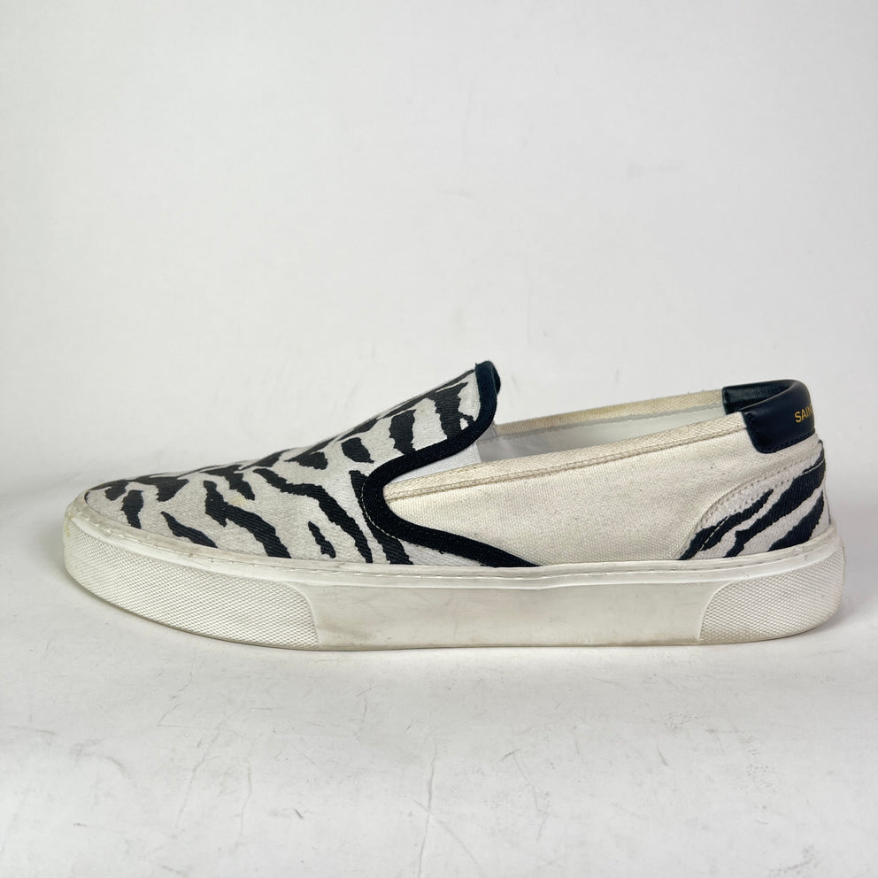 Saint Laurent Paris Zebra Venice Slip On Sneakers