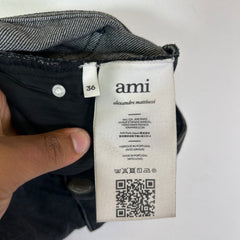 Ami Paris Black Washed Baggy Fit Jeans