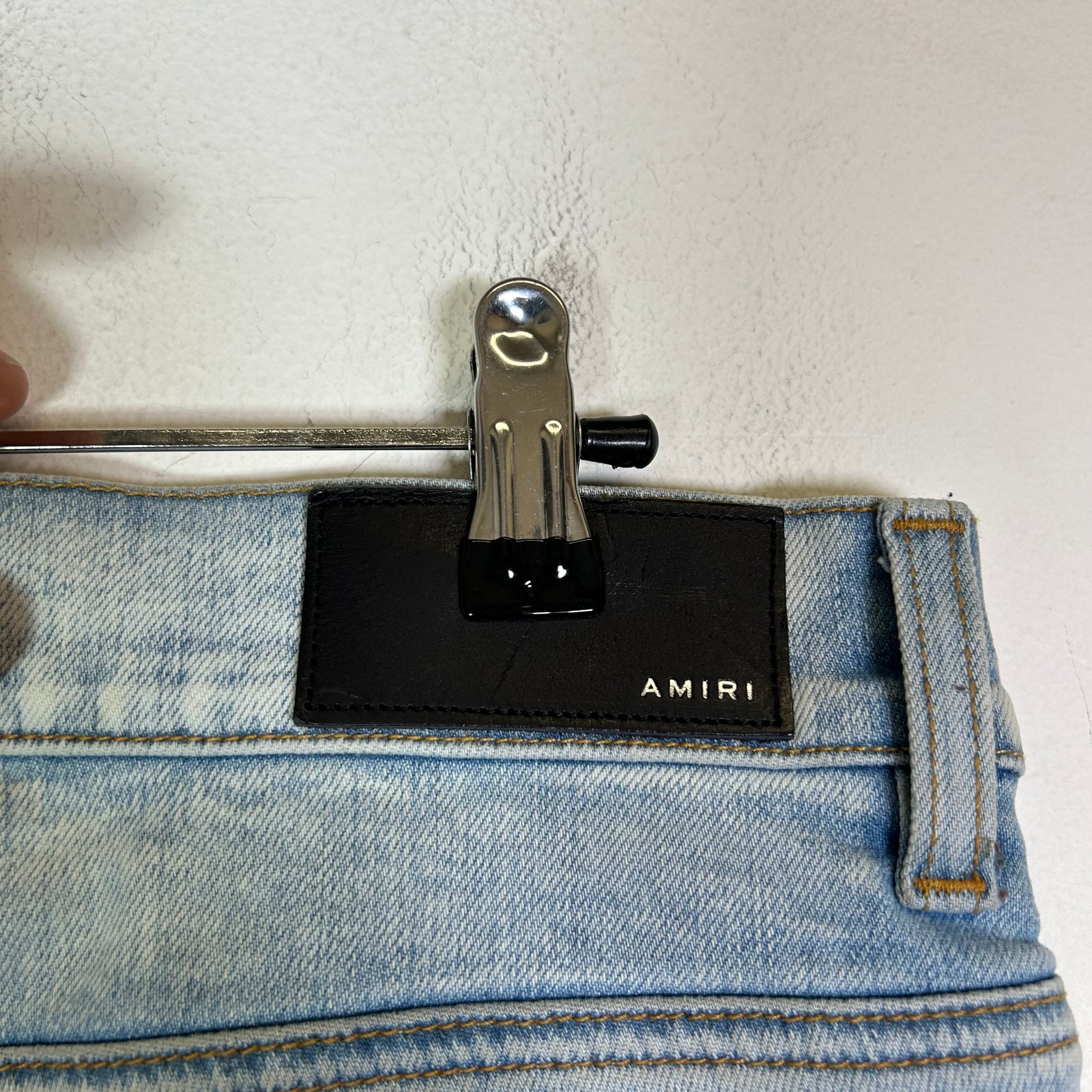Amiri MX1 Light Indigo Camo Patch Jeans