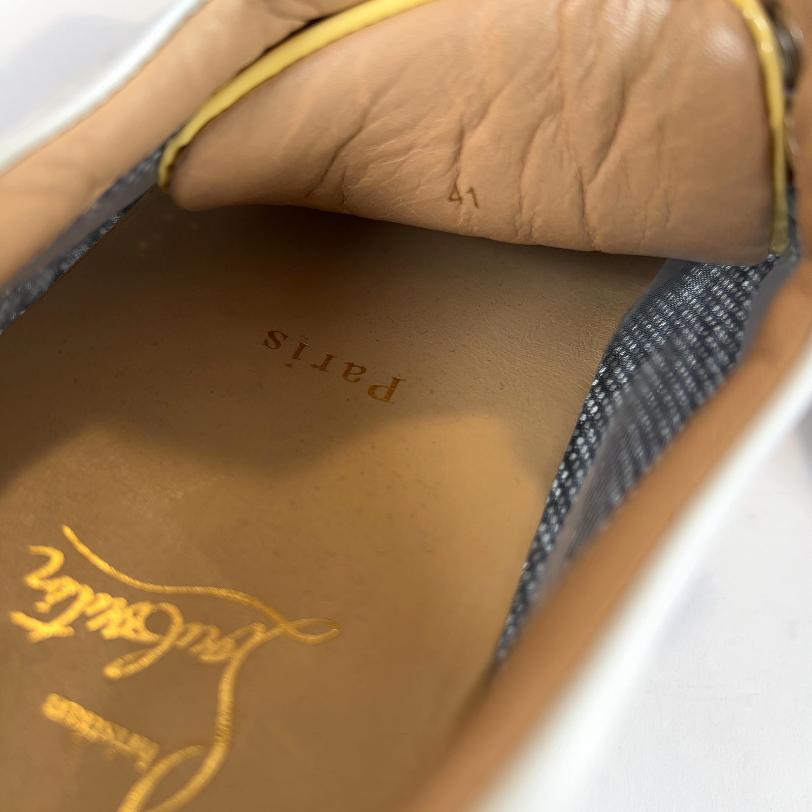 Christian Louboutin Aztec Embossed Print Leather Lowtop Sneakers