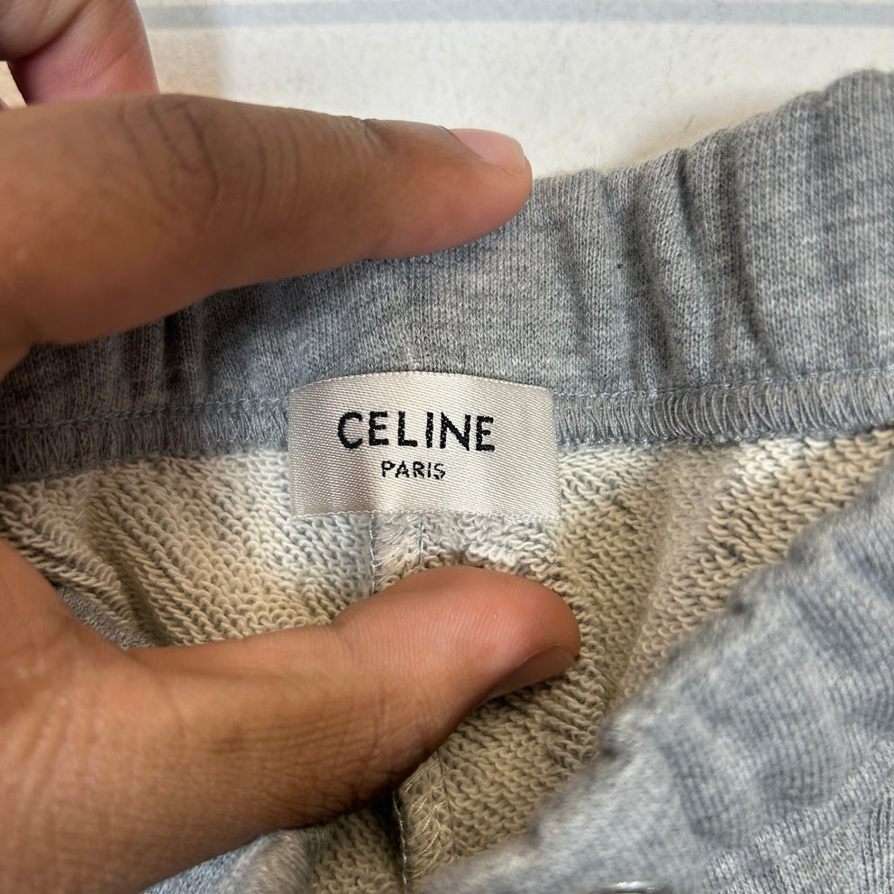 Celine Grey Logo Sweat Shorts Size XL
