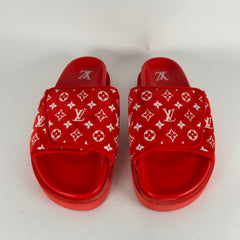 Louis Vuitton Red Miami Slides Size 5