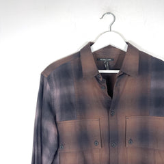 Helmut Lang Multi-Plaid Button-Up T-Shirt