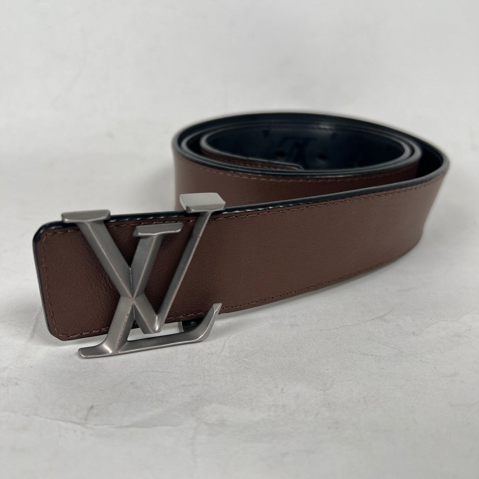 Louis Vuitton Black Monogram Reversible Belt Size 36