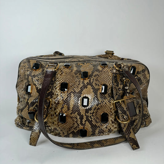 Prada Python Pione Pietre Shoulder Bag