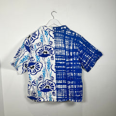 Prada Multi Blue Double Match Camp Collar Size XL