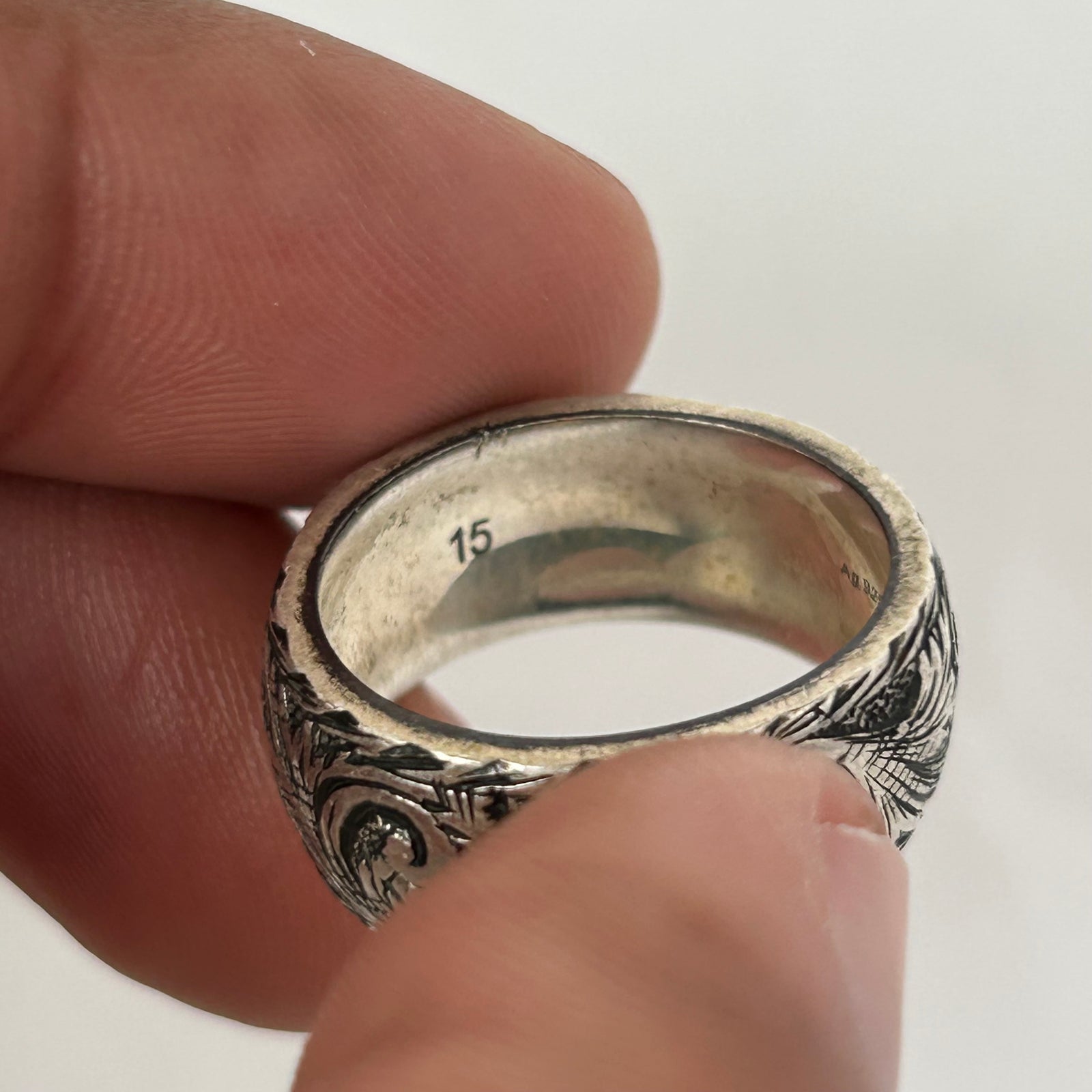 Gucci Gatto Feline Head Aged Silver Ring Size 9