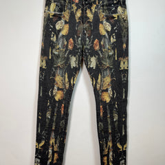 Purple Leaf Print Jeans Sz 33