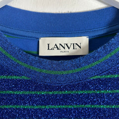 Lanvin Blue/Green Sparkly Logo T-Shirt Size XL