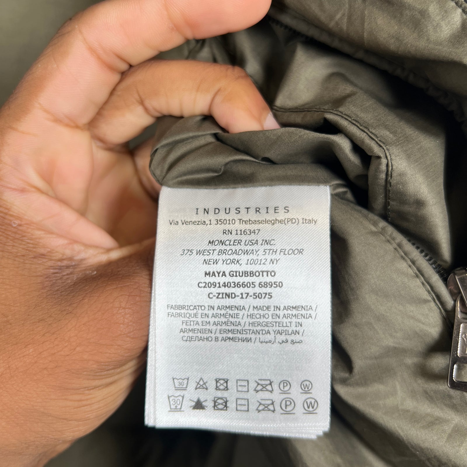 Moncler Olive Mayaf Hooded Fur Jacket Size 4