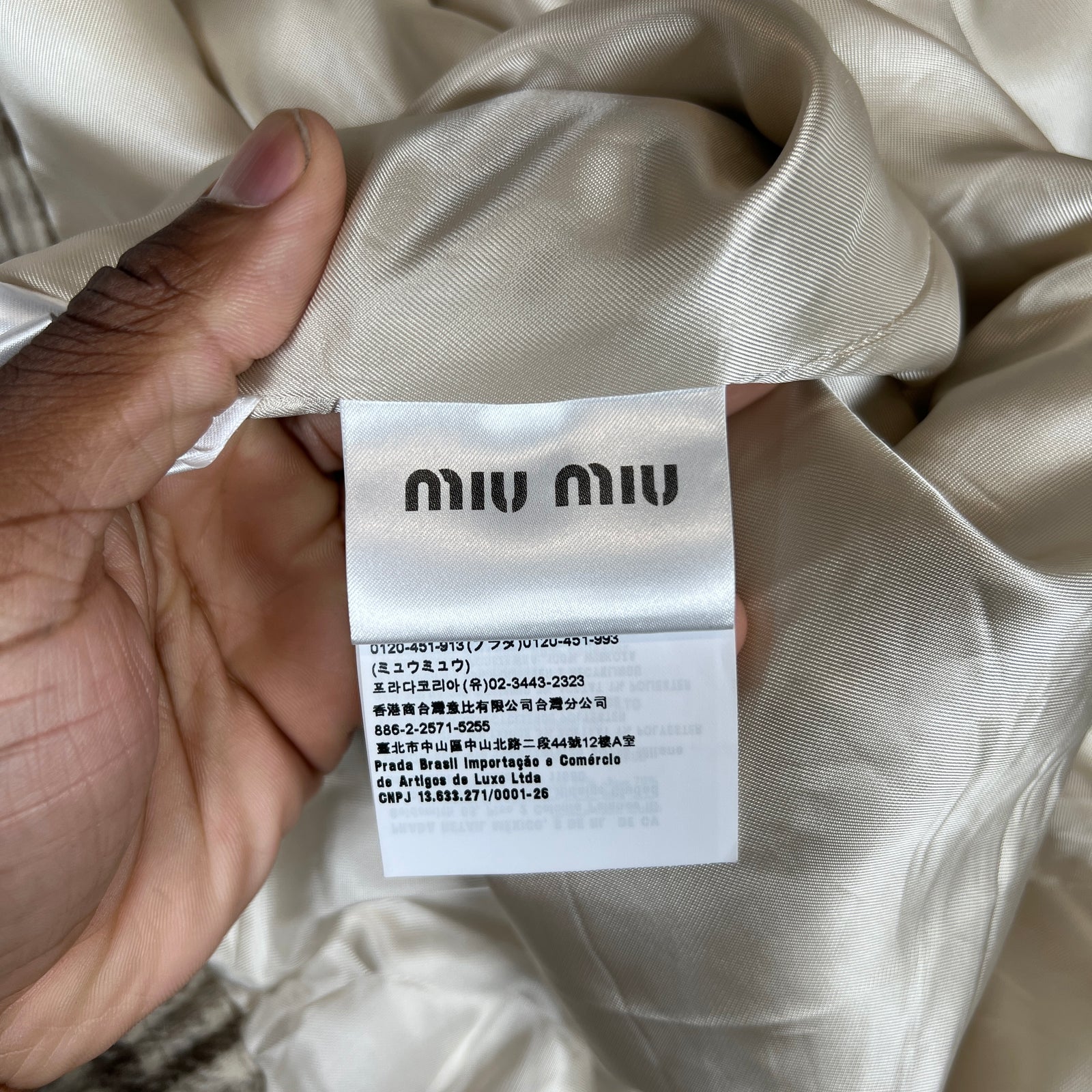Miu Miu Cocoa Brown Check Blouson Jacket Size 36IT