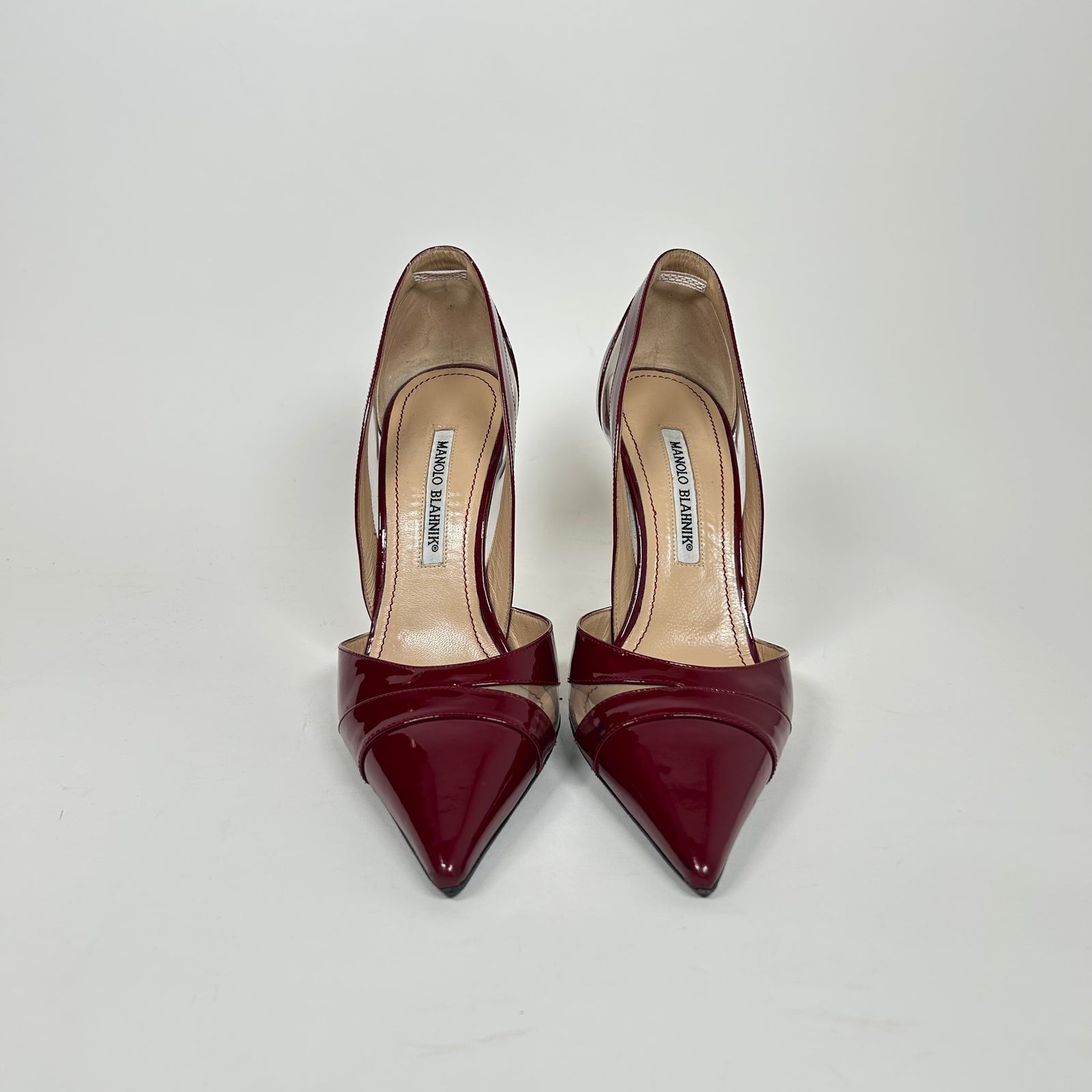 Manolo Blahnik Burgundy Patent Leather Heels Size 38