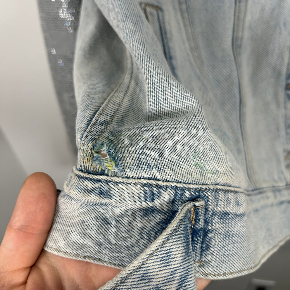 Ksubi Blue Rhinestone Denim Jacket Size S