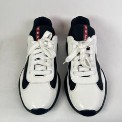 Prada White/Red Patent Leather America Cups