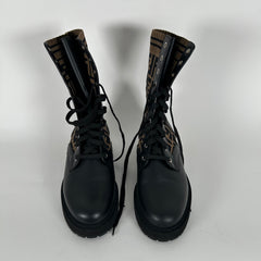 Fendi Rockoko Knit FF Combat Boots Size 39.5