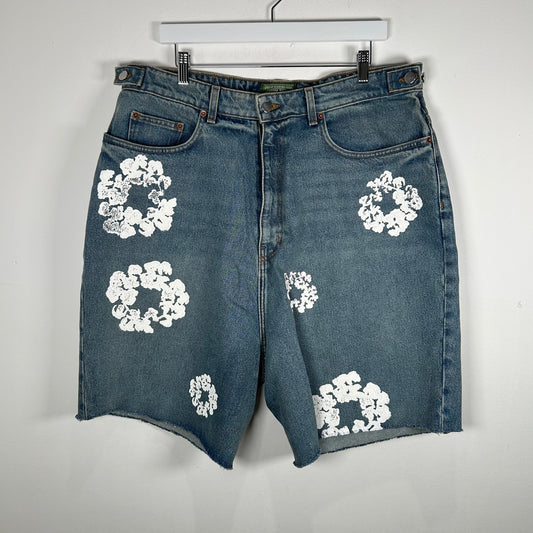 Denim Tears Wreath Logo Denim Shorts Size 38