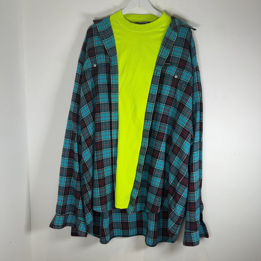 Balenciaga Neon/Flannel Hybrid Trompe L'oeil Shirt