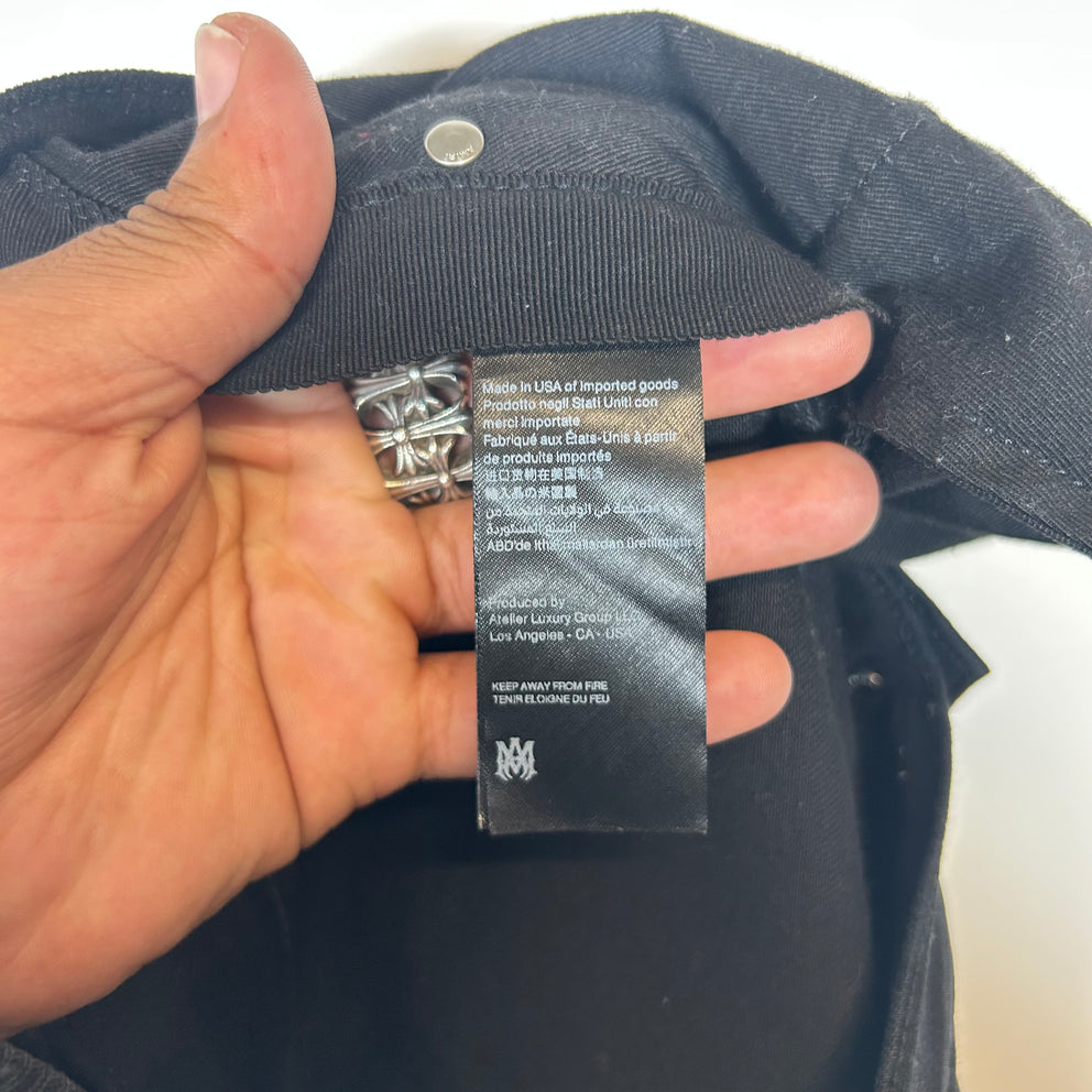 Amiri Black/Black Leather Patch MX1 Jeans Size 34