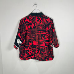 Prada SS18 Red 'Comic' Zip-Up Shirt Size XL